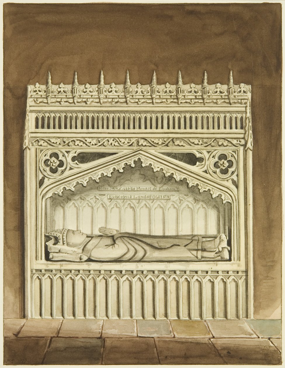 Monument til Miles Salley, biskop av Llandaff, nær alteret til St Mark