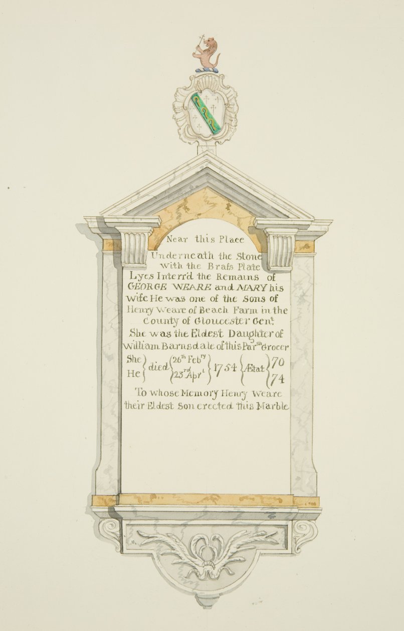 Monument til George Weare og hans kone i St Thomas