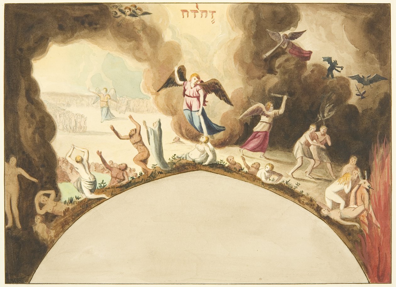 Maleri funnet over døren i skjermen under orgelloftet i Bristol Cathedral (akvarell på papir) av Joseph Manning