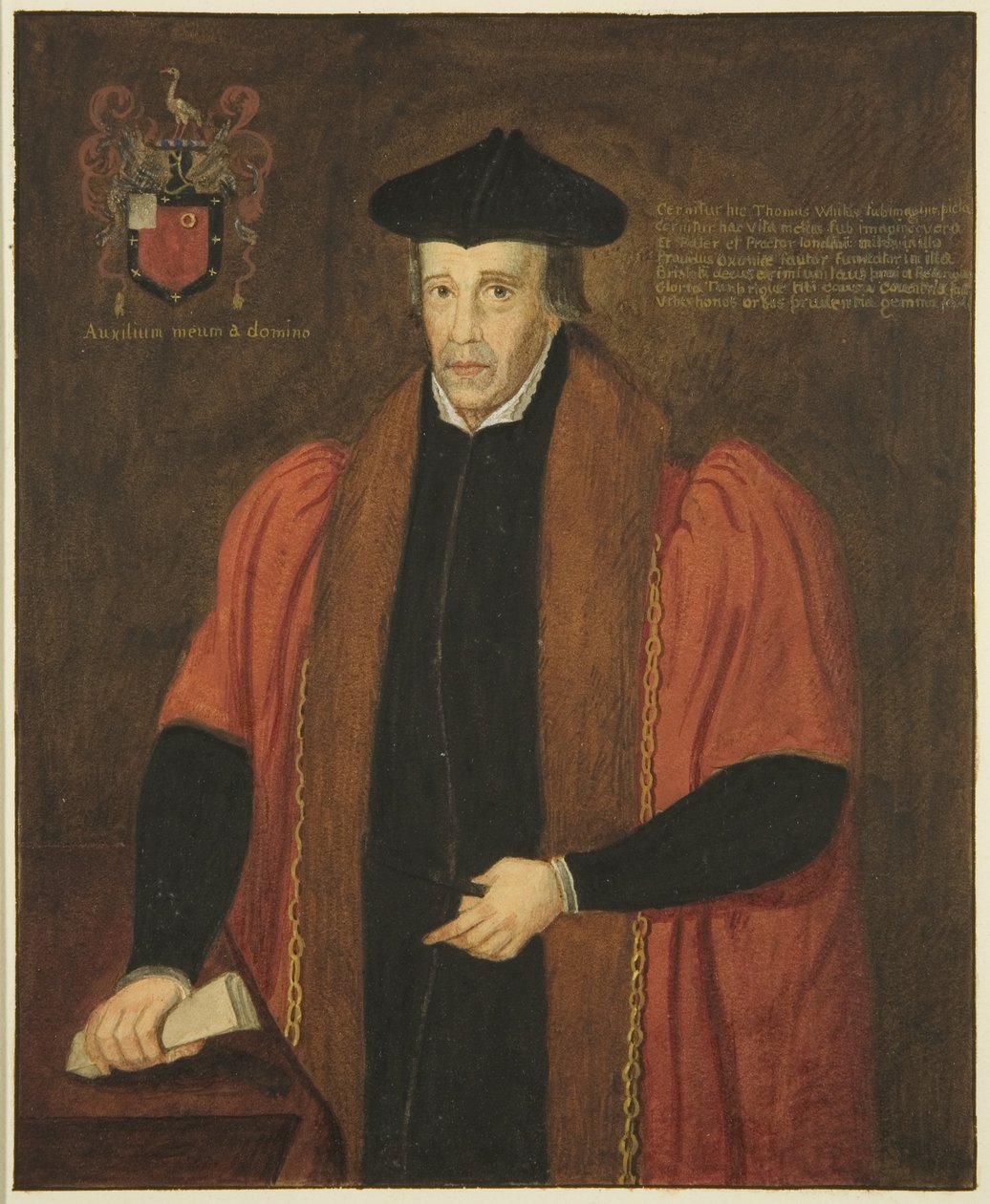 Portrett i Council House of Sir Thomas White fra London (blyant og akvarell på papir) av Joseph Manning