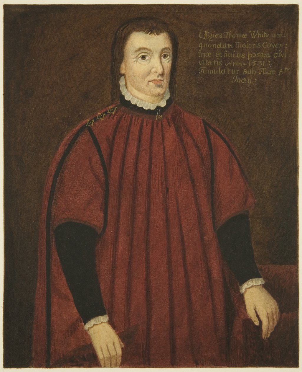 Portrett i Council House of Thomas White (blyant og akvarell på papir) av Joseph Manning