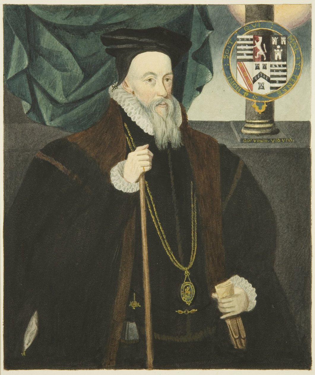 Portrett i Council House of Lord Burleigh (akvarell på papir) av Joseph Manning