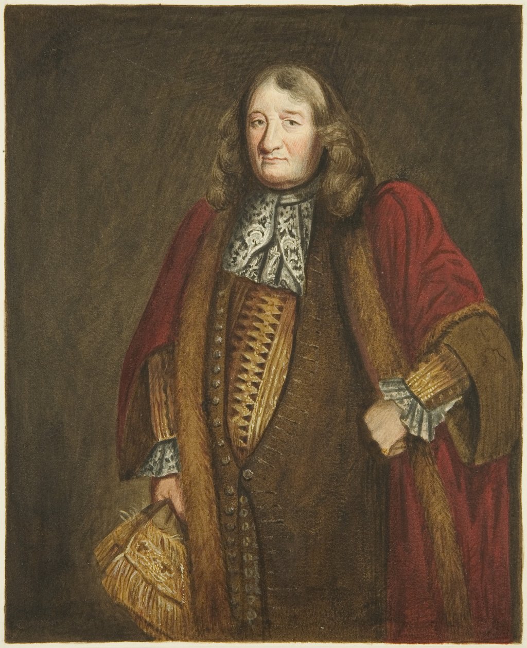 Portrett i Council House of Richard Lane, borgermester i Bristol (akvarell på papir) av Joseph Manning