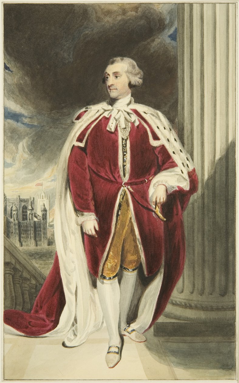 Portrett i Mansion House, Queen Square, av hertugen av Portland (akvarell på papir) av Joseph Manning