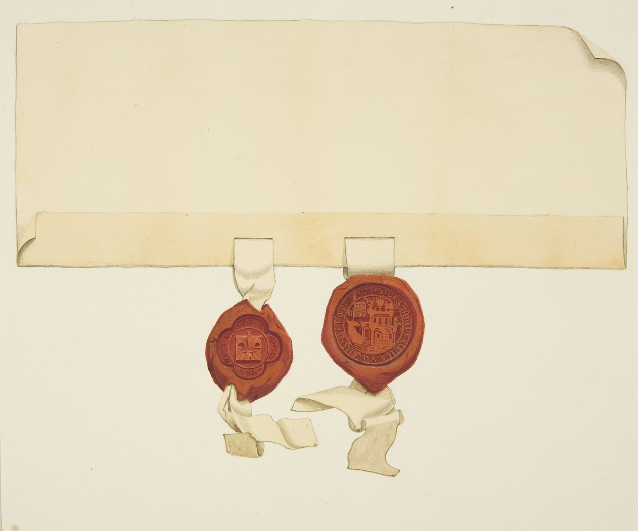 Seals of Deed på en formidling av butikk i Temple Street av Joseph Manning