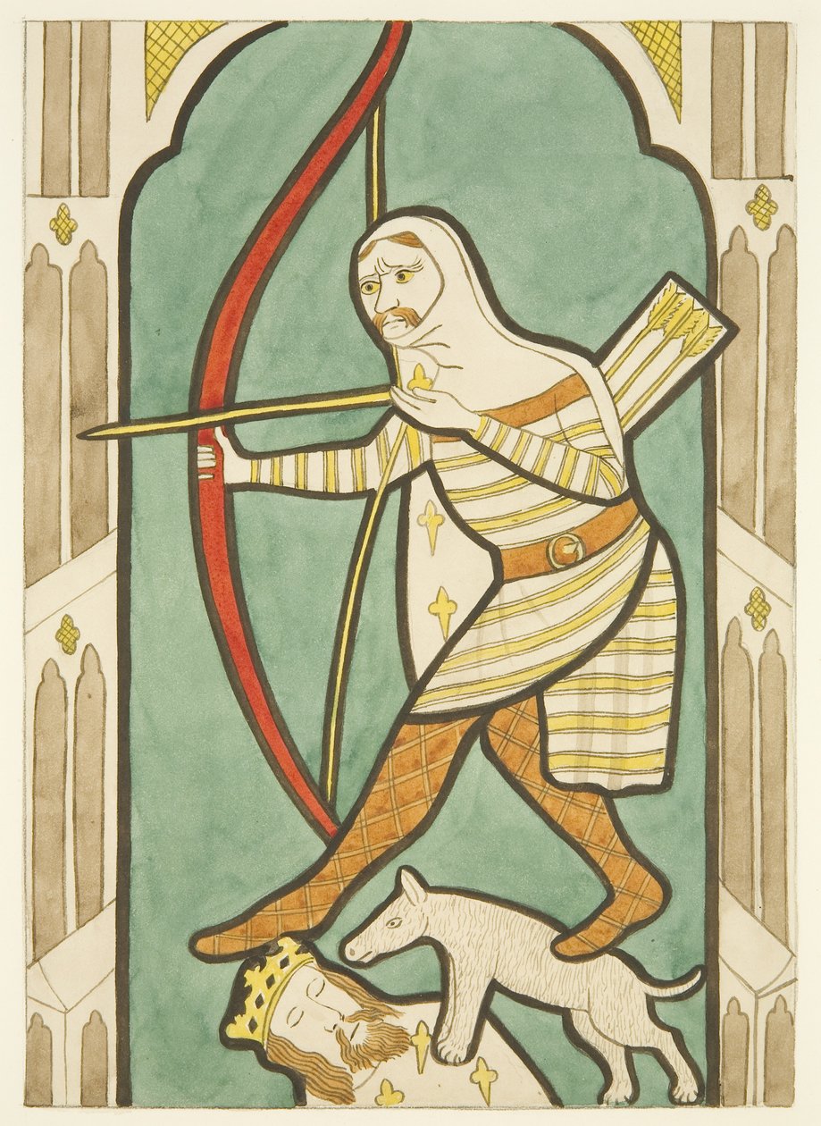 Glassmaleri i nord- og sørvinduer i koret til Bristol Cathedral (akvarell på papir) av Joseph Manning