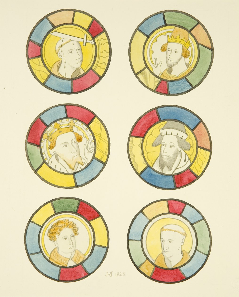 Farget glass i nordvinduet til kirkeskipet St Mary Redcliffe (akvarell på papir) av Joseph Manning