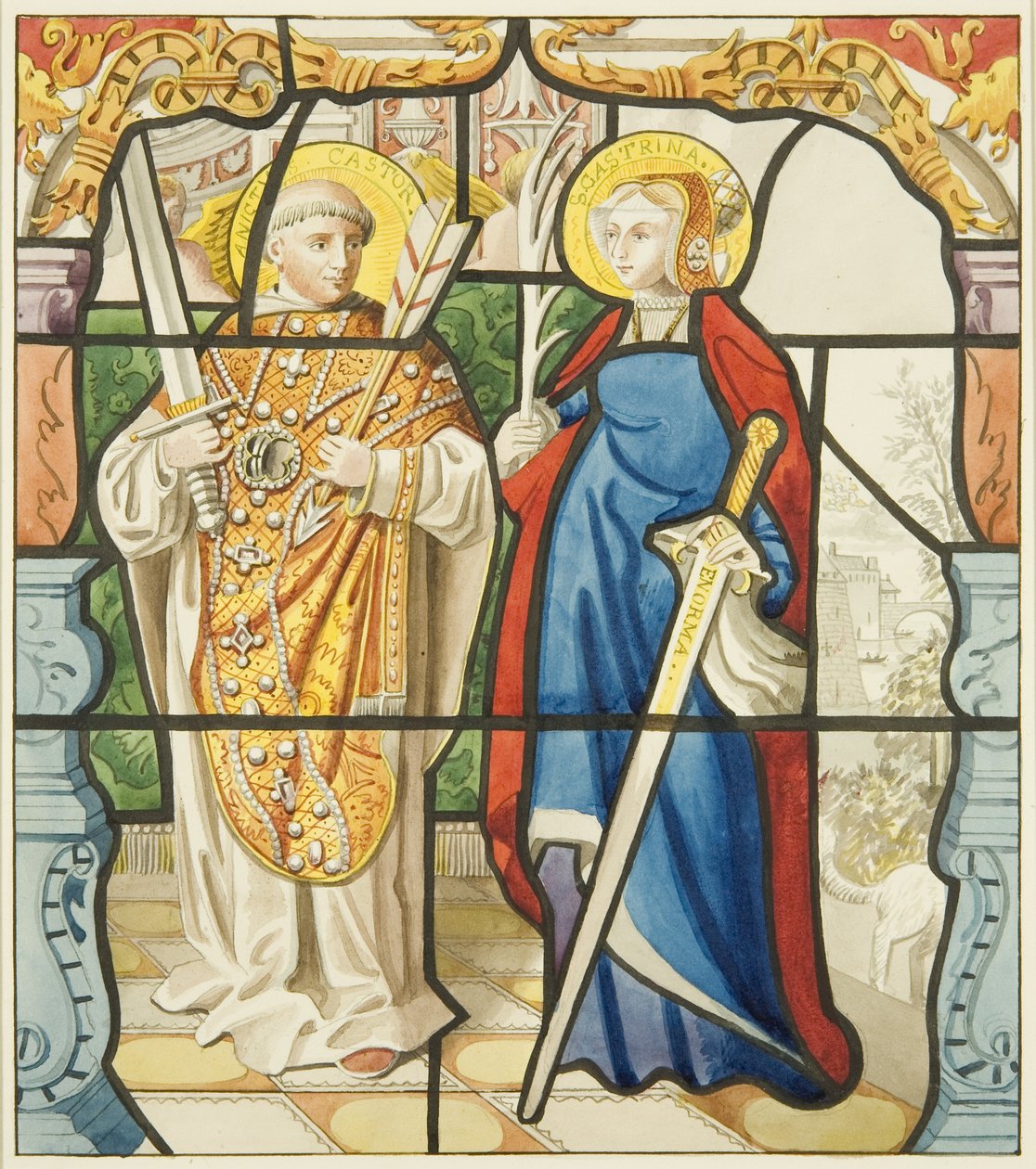 Glassmaleri i sakristivinduet til St. Mark