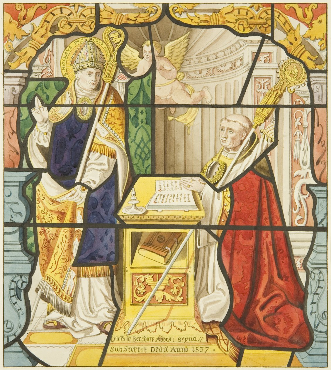Glassmaleri i sakristivinduet til St. Mark