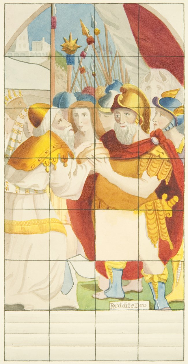 Glassmaleri i østenden av sørgangen til Bristol Cathedral (akvarell på papir) av Joseph Manning