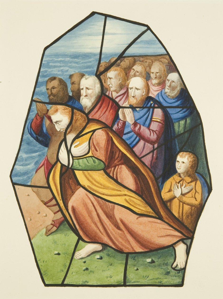 Glassmalerier, viser sannsynligvis disiplene ved Genesaretsjøen, St. Michael