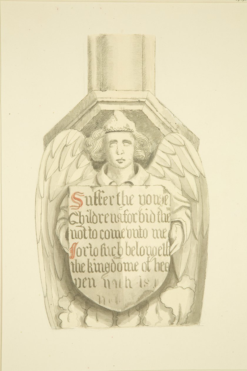 Fagverk mot søyle i sørvestlig vinkel, nær orgelet til St Mary Redcliffe (akvarell på papir) av Joseph Manning