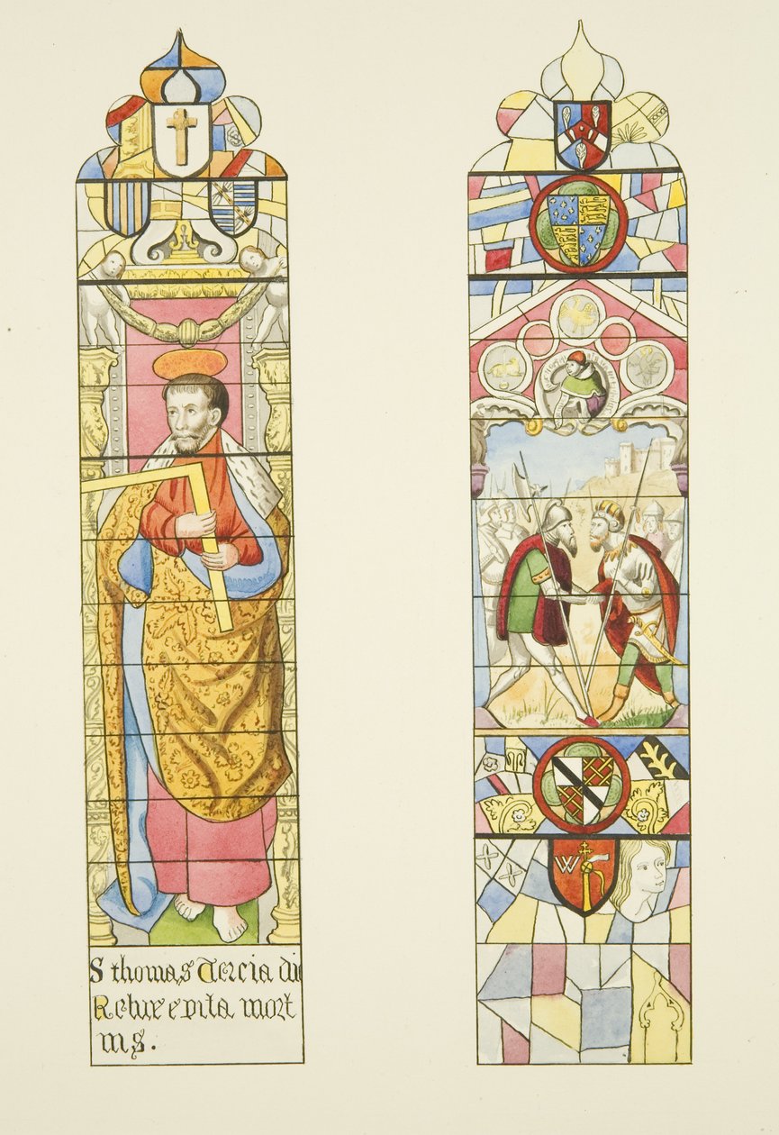 To glassmalerier som danner altervinduet til St. Mark