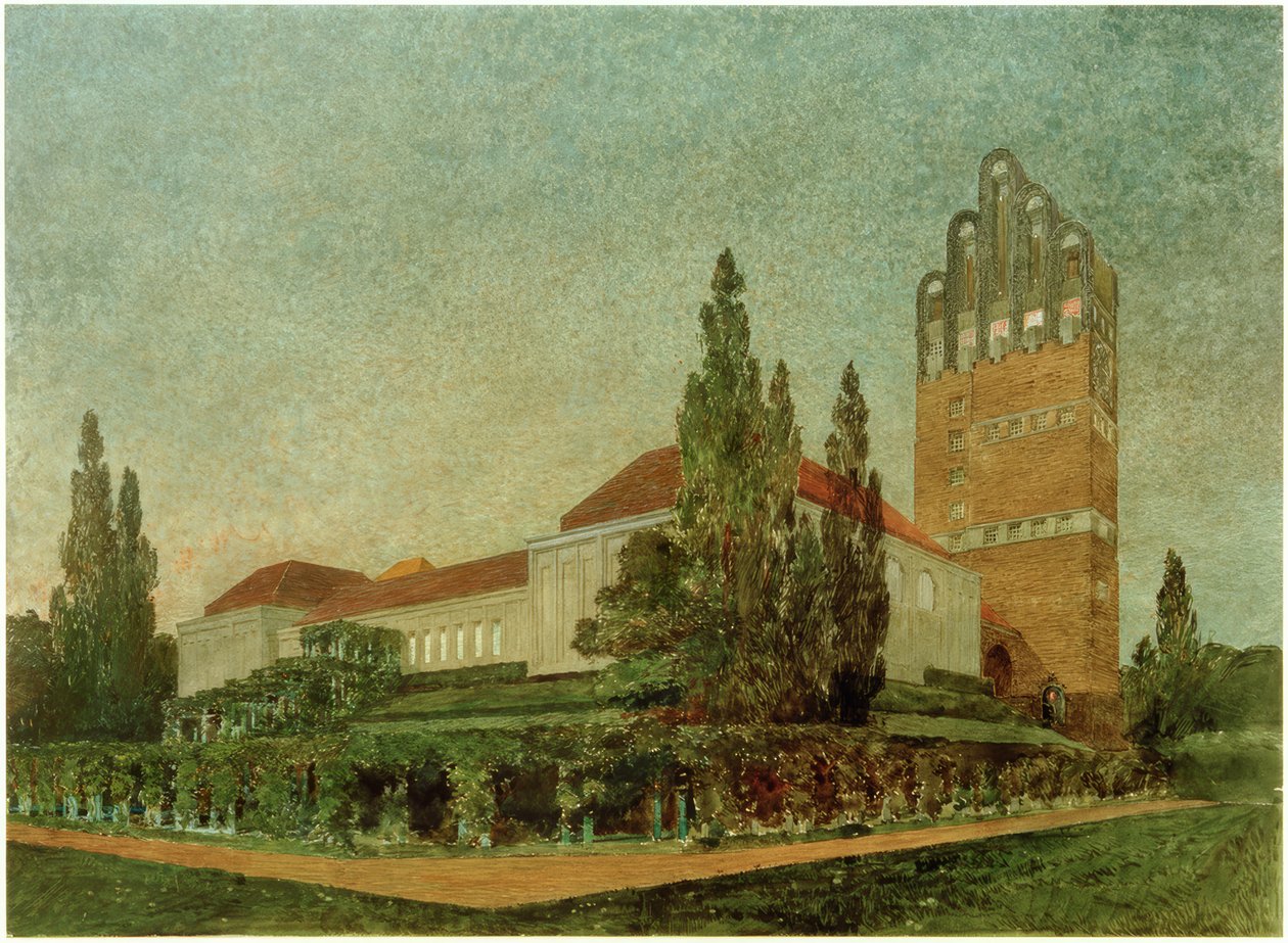 Darmstadt, Mathildenhöhe, utstillingsbygning av Joseph Maria Olbrich