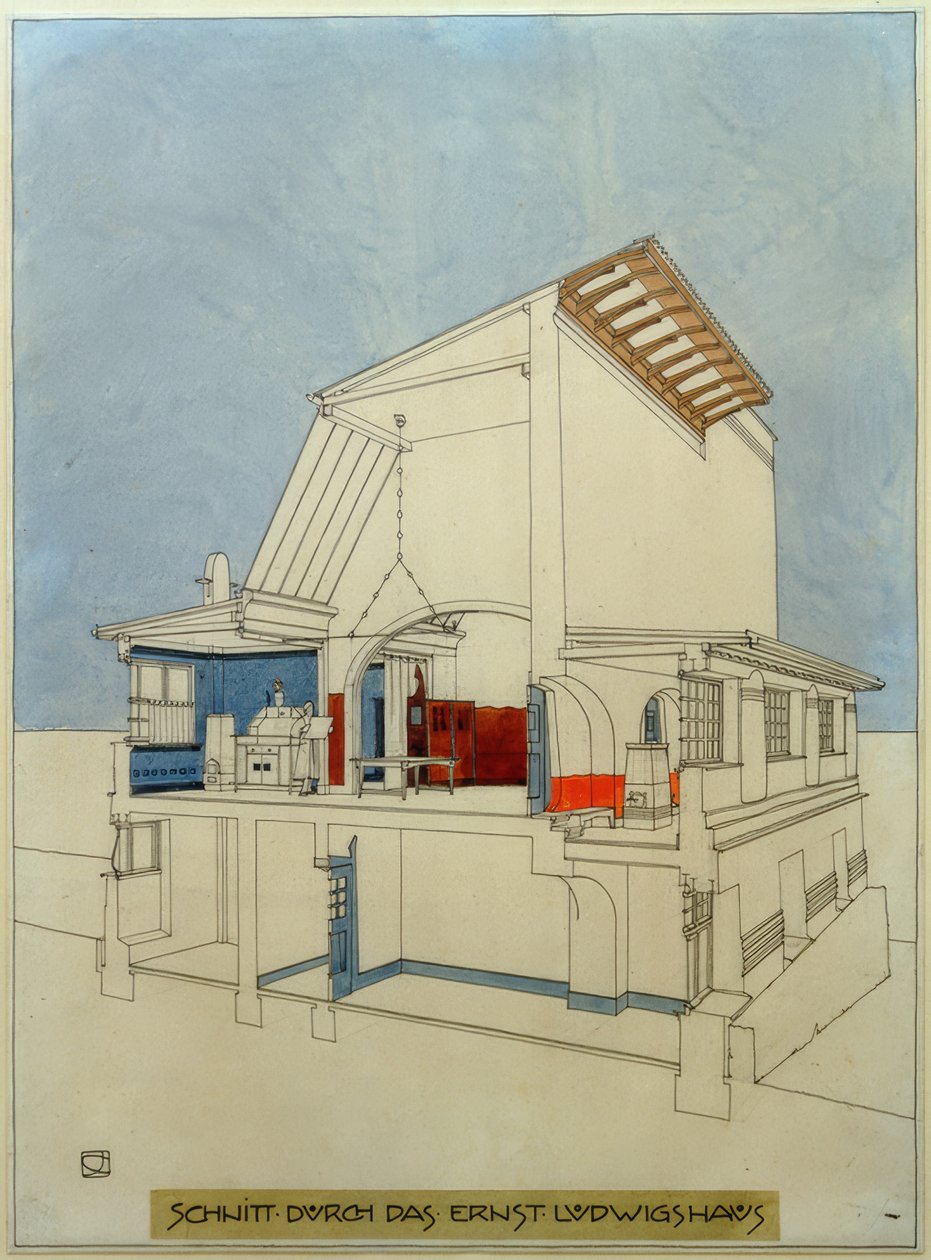 Snitt gjennom Ernst-Ludwigs-Haus av Joseph Maria Olbrich