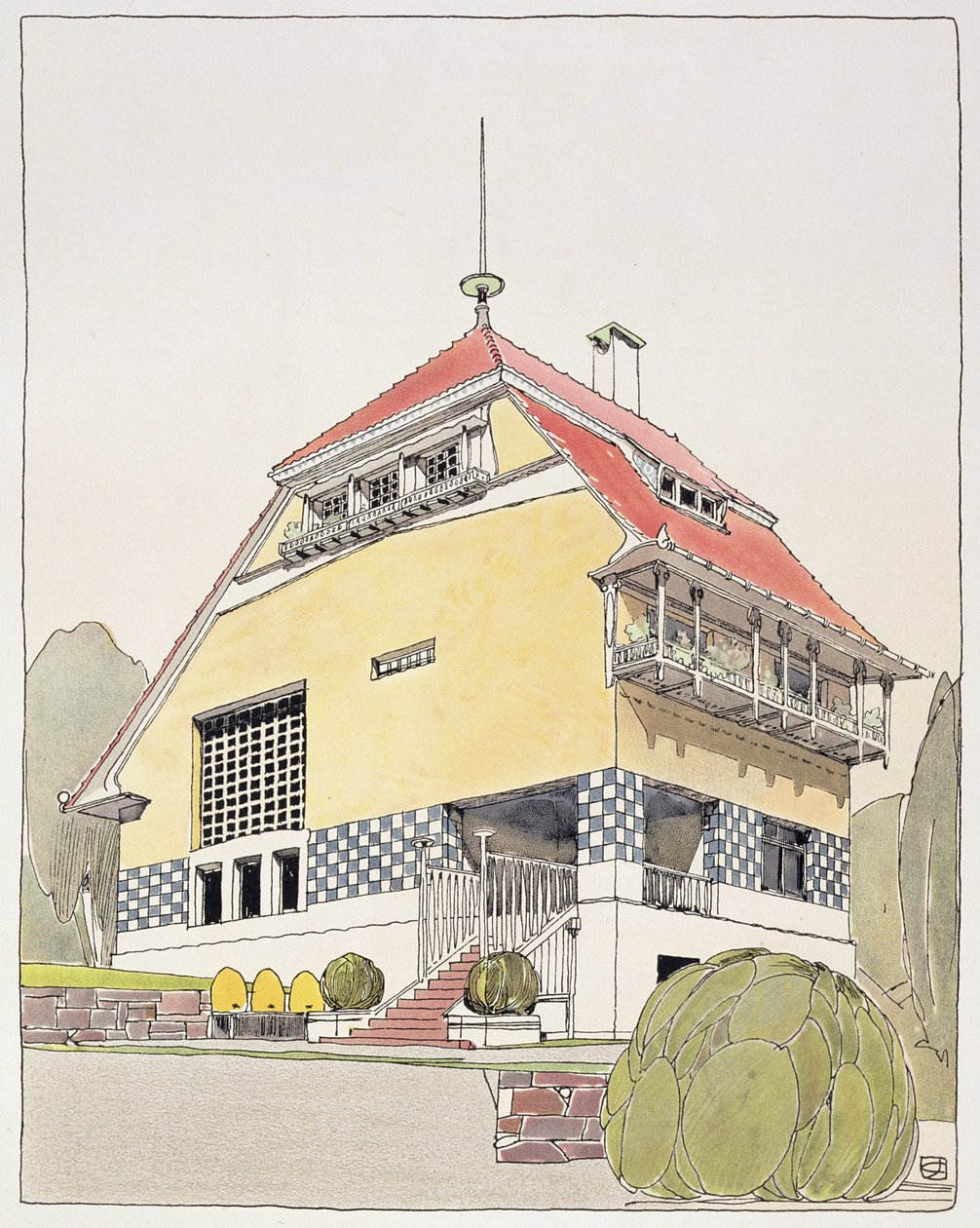 Studie for Olbrichs hus, Darmstadt, fra 