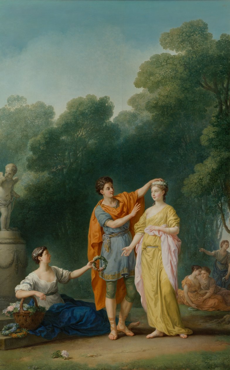 En elsker som kroner sin elskerinne, 1733 av Joseph Marie Vien