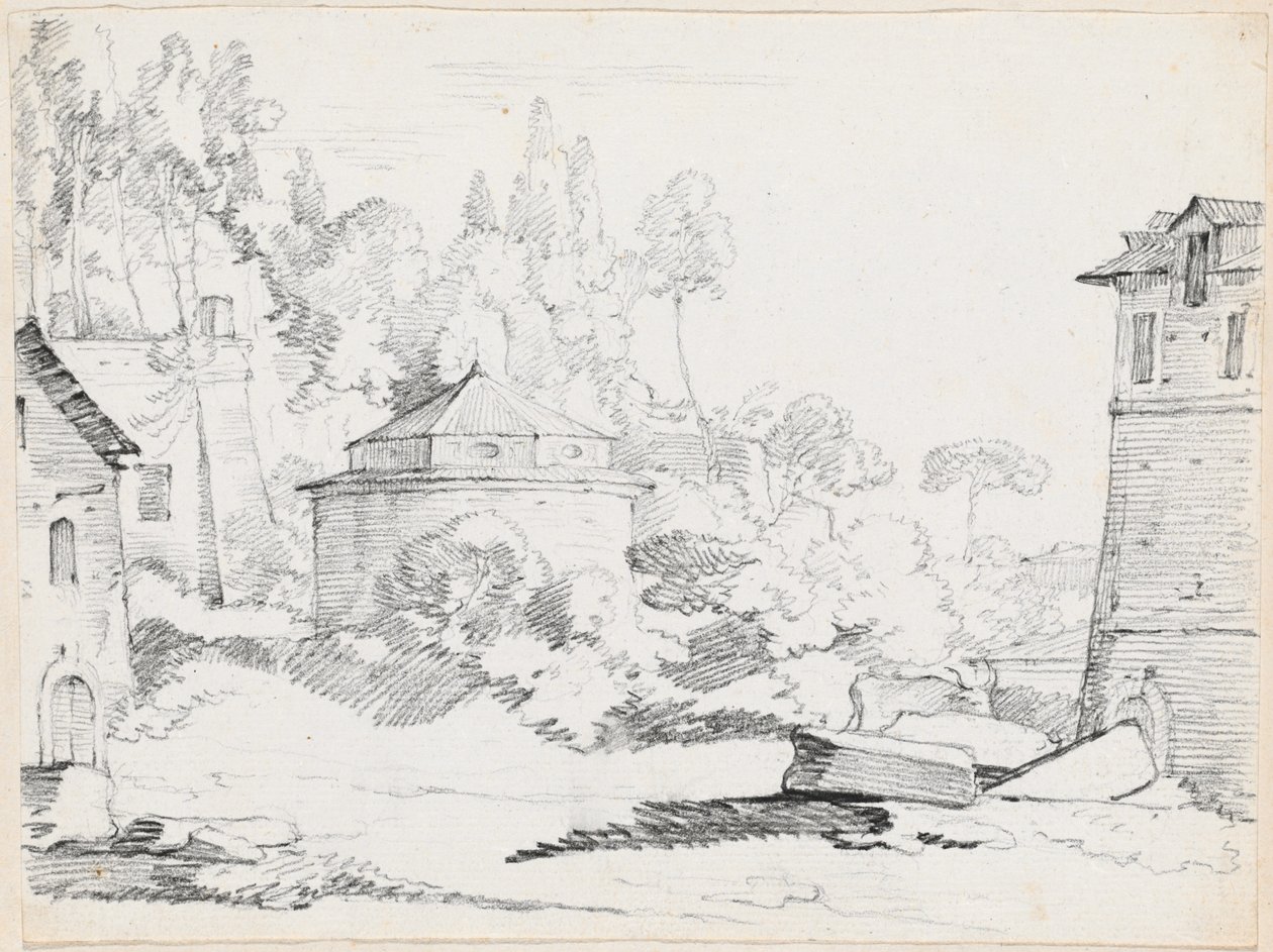 Landskap med kirken San Teodoro av Joseph Marie Vien