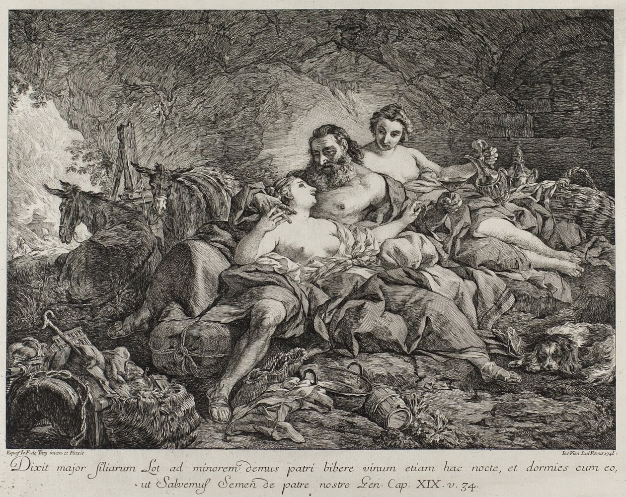 Lot og hans døtre, 1748 av Joseph Marie Vien