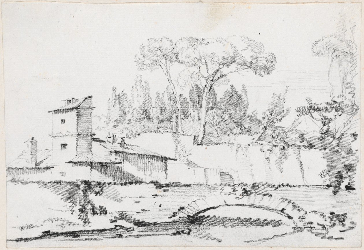 Utsikt over Prato i Villa Borghese av Joseph Marie Vien