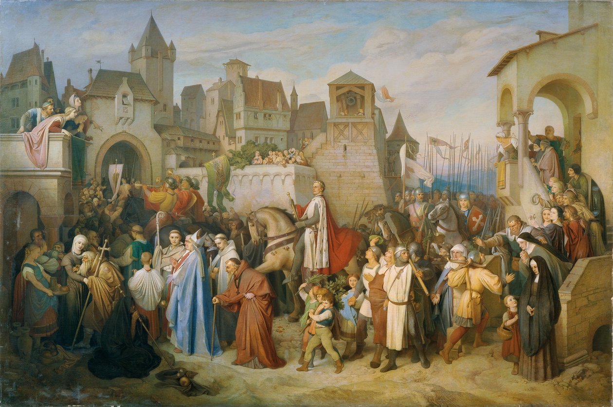 Hertug Leopold den strålende inntog i Wien etter korstoget i 1219 av Joseph Mathias von Trenkwald
