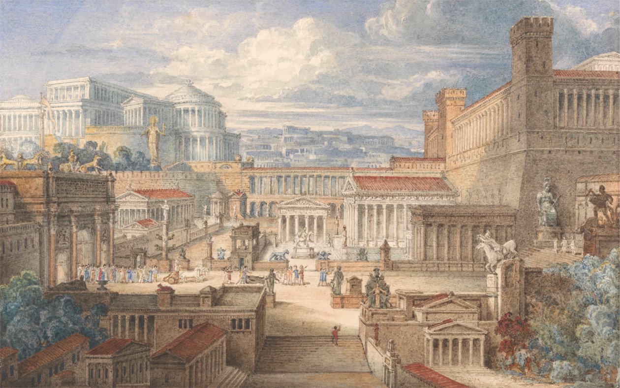 A Scene in Ancient Roma: A Setting for Titus Andronicus, I, ii av Joseph Michael Gandy