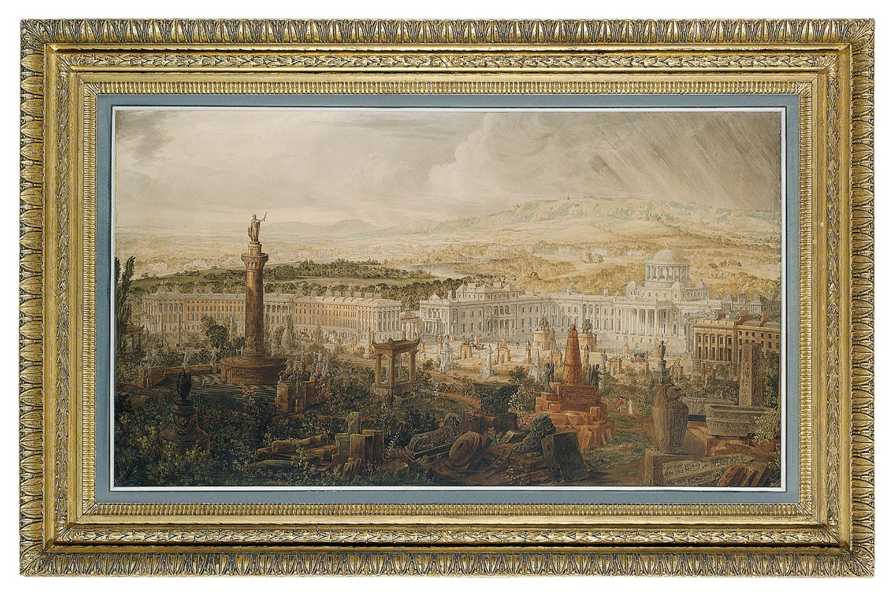 Design for Waterloo Palace, den foreslåtte byresidensen til hertugen av Wellington, ca. 1816 av Joseph Michael Gandy