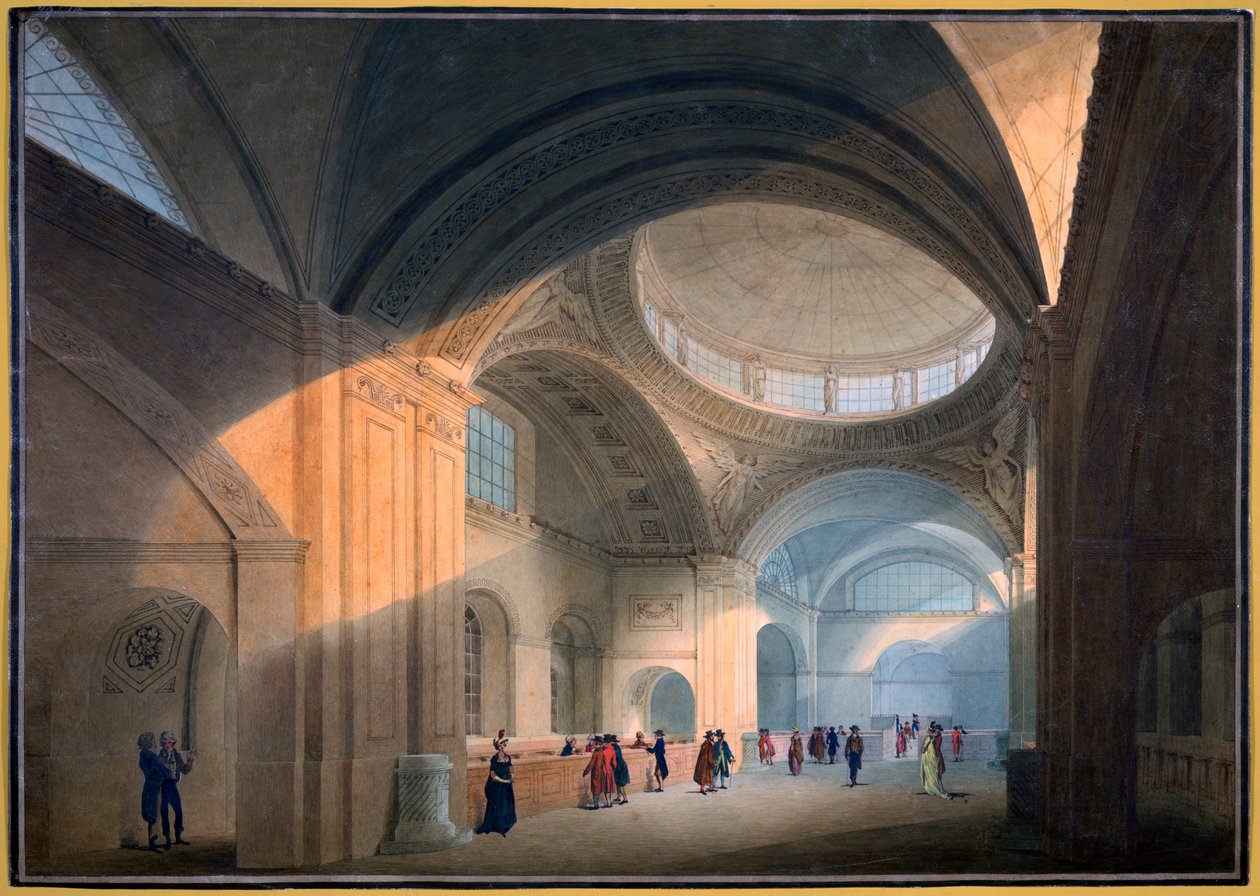Soane-kontor, London: Bank of England, interiørperspektiver av Joseph Michael Gandy