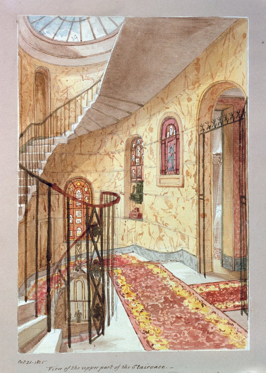 Utsikt over den øvre delen av trappen, 1825 av Joseph Michael Gandy