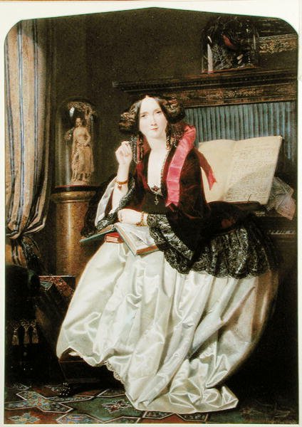 Miss Ashton sitter ved pianoet av Joseph Middleton Jopling