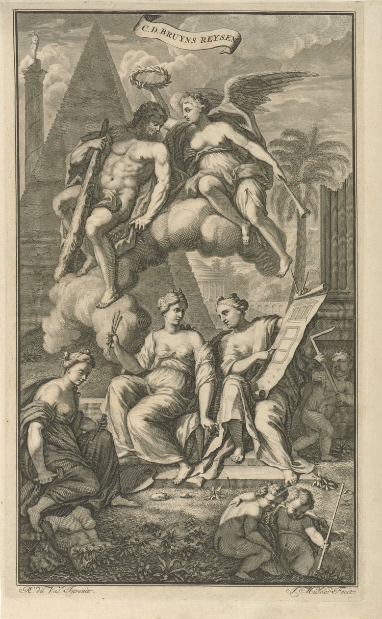 Hercules kronet av Victoria Tittelside for: Cornelis de Bruyn, Cornelis de Bruyns reiser, gjennom de mest kjente delene av Lilleasia, 1698 av Joseph Mulder