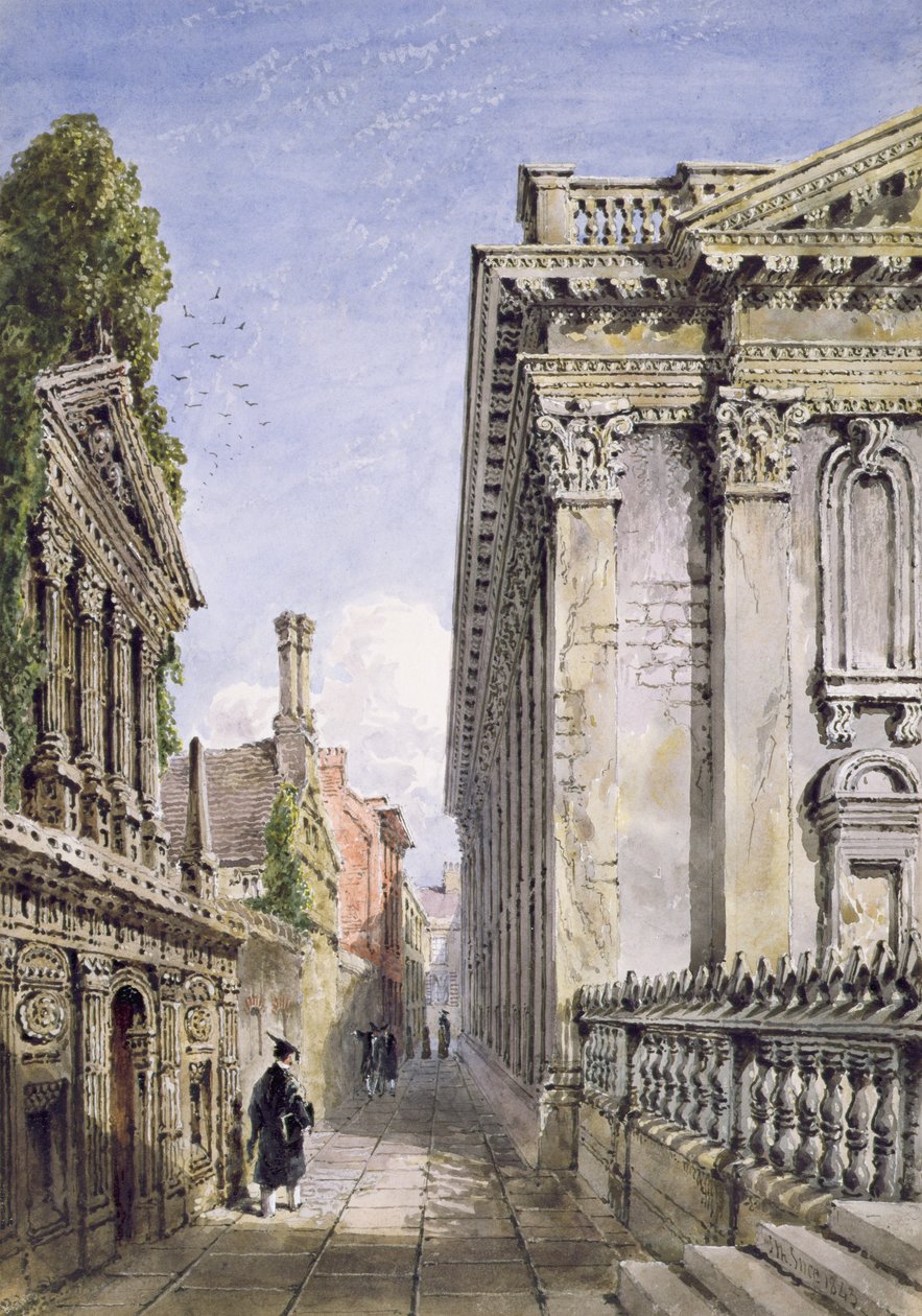 Senate House Passage, Cambridge, 1843 (wc og kroppsfarge med gummi arabicum) av Joseph Murray Ince
