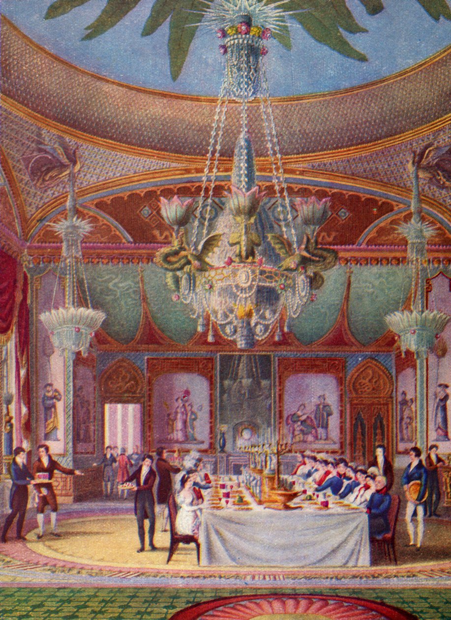 En bankett på Royal Pavilion, Brighton, c1827, 1938 av Joseph Nash