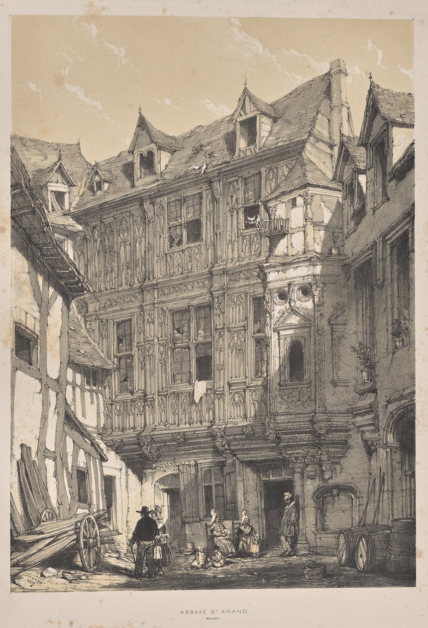 Middelalderens arkitektur: Abbaye St. Amand, Rouen av Joseph Nash