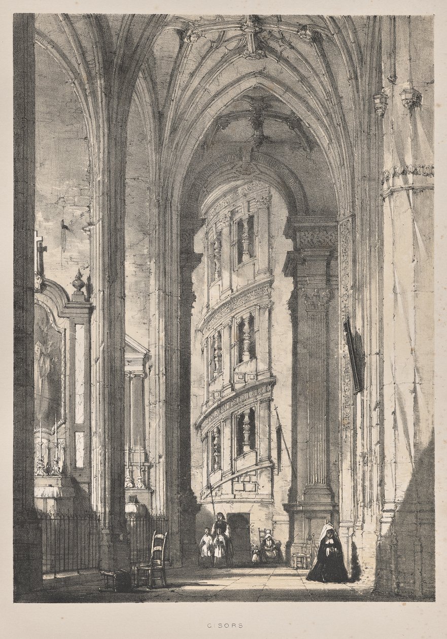 Middelalderens arkitektur: St. Gisors kirke, interiør av Joseph Nash