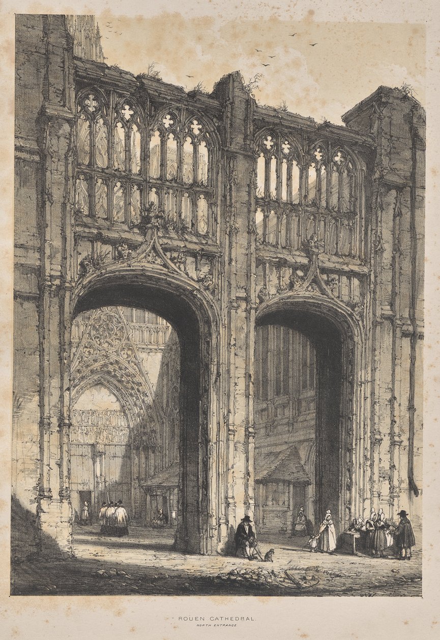 Middelalderens arkitektur: Rouen-katedralen, nordinngang av Joseph Nash