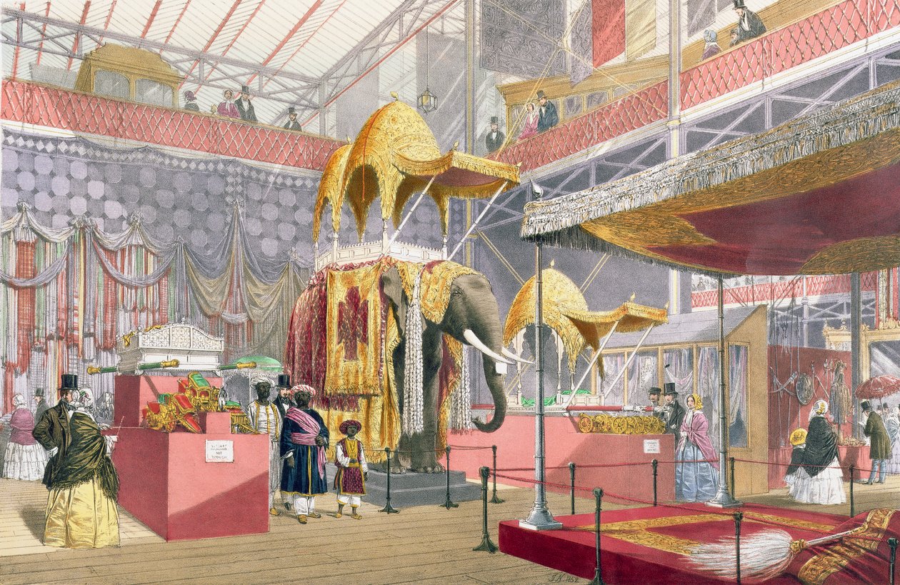 Crystal Palace, Indian Court, pub. av Dickinson Bros. (farget litho) av Joseph Nash