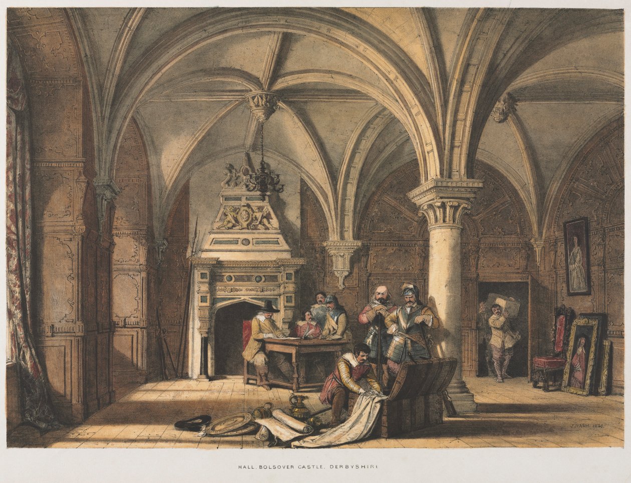 Hall, Bolsover Castle, Derbyshire, 1840. av Joseph Nash
