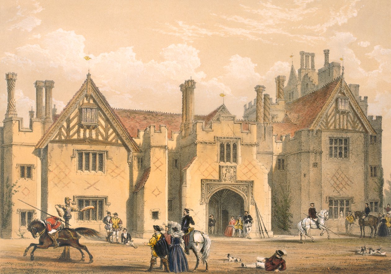 Joust-øvelse, Compton Wynyates, Warwick, midten av 1600-tallet. av Joseph Nash