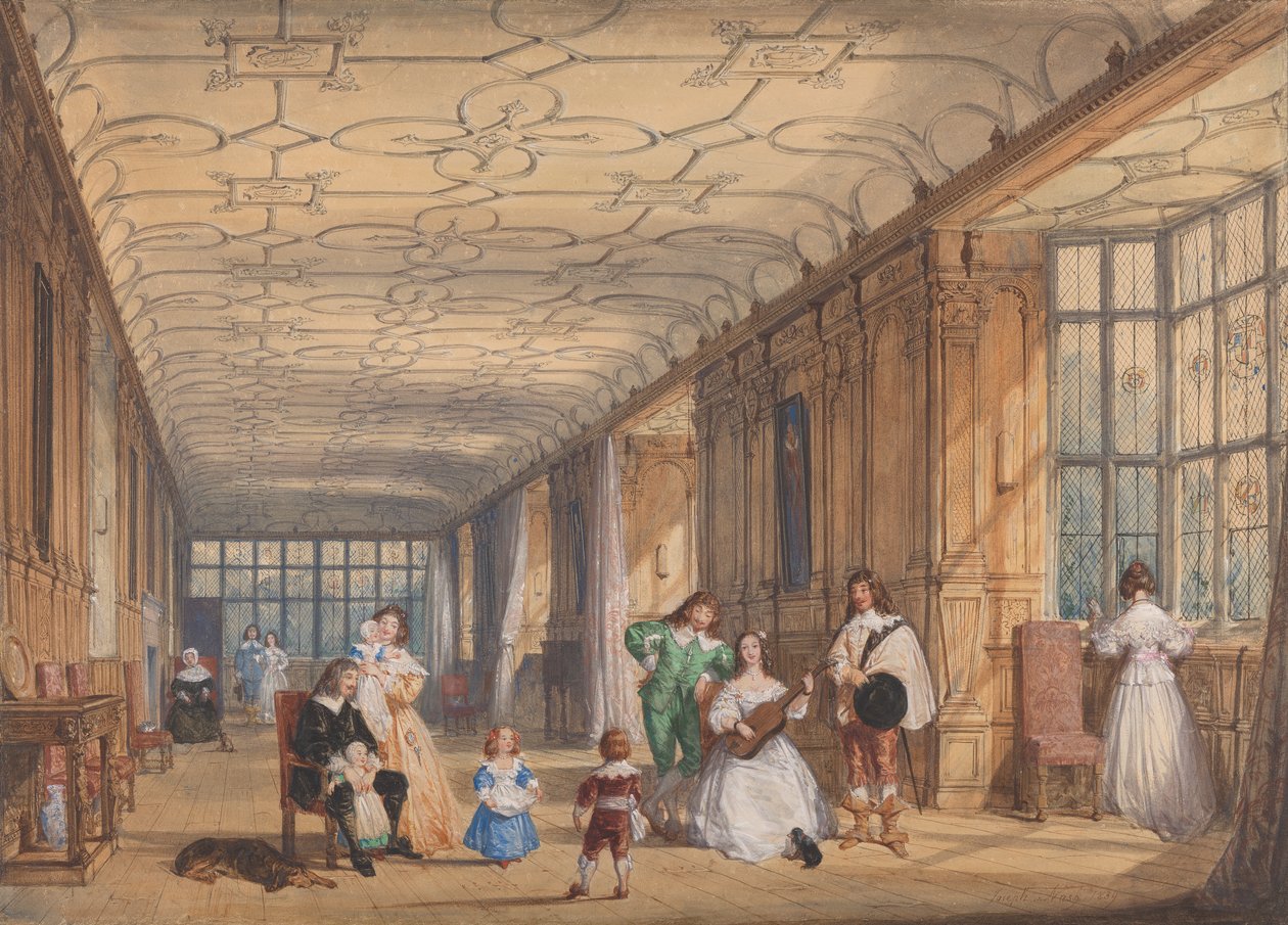 The Long Gallery, Haddon Hall, Derbyshire av Joseph Nash