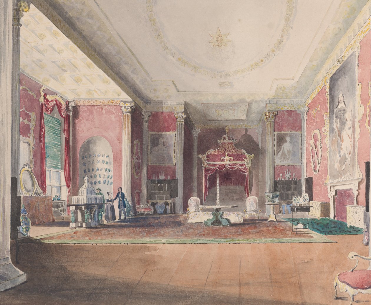 The State Bed Chamber, Stowe Buckinghamshire, 1838. av Joseph Nash