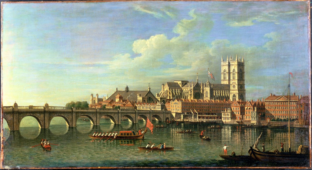 Utsikt over Westminster med den kongelige lekteren og annen frakt av Joseph Nicholls