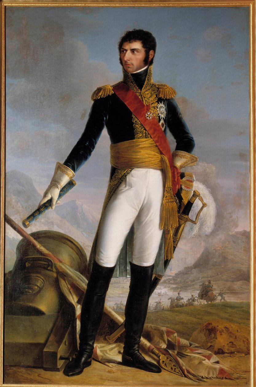 Hellengdeportrett av Jean Baptiste Jules Bernadotte (1763-1844) prins av Ponte Corvo deretter Charles Jean XIV, konge av Sverige i 1818, representert i 1804 Maleri av Joseph Nicolas Jouy (1809-1880) 1852. Dim. 2,1x14. MR. av Joseph Nicolas Jouy