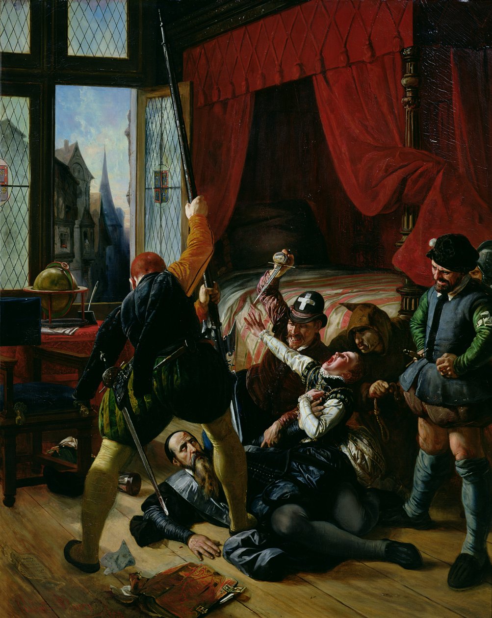 Mordet på Brion, veileder til prinsen av Conti (1558-1614) ved massakren på St. Bartholomews dag i 1572, 1833 av Joseph Nicolas Robert Fleury