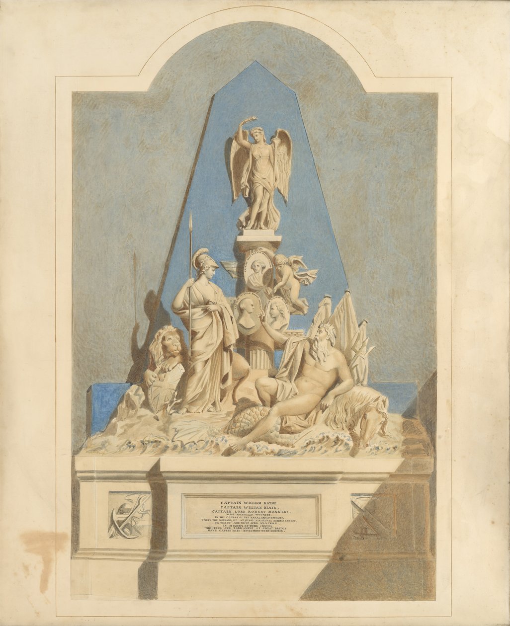 Design for The Three Captains Memorial, ca. 1784. av Joseph Nollekens