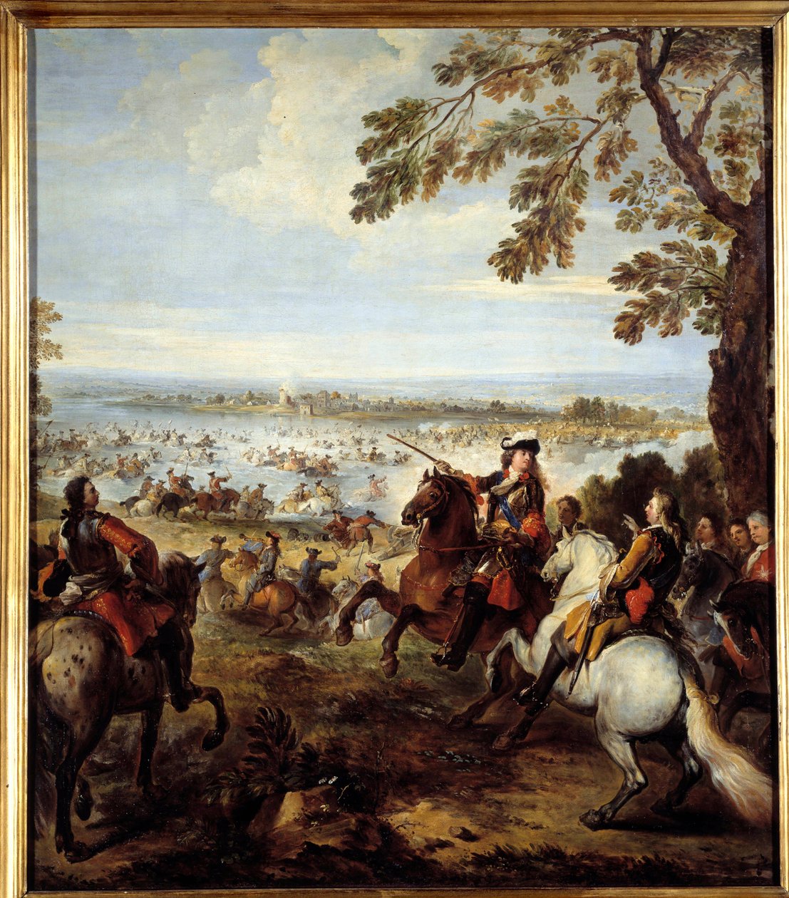 Passage of the Rhine by Armee of Louis XIV (1638-1715), et Tholhuis-maleri av Joseph Parrocel (1646-1704) Søn. 2,34x1,64 m av Joseph Parrocel