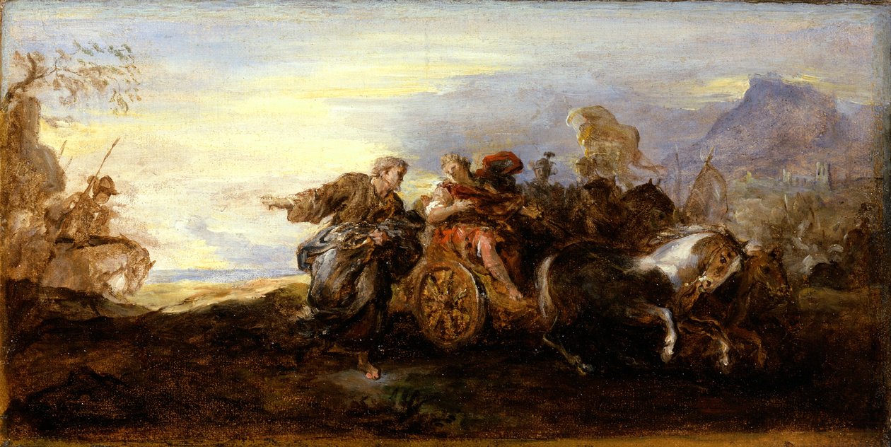 Scene fra antikkens historie, ca. 1680-90 (olje på papir på lerret) av Joseph Parrocel