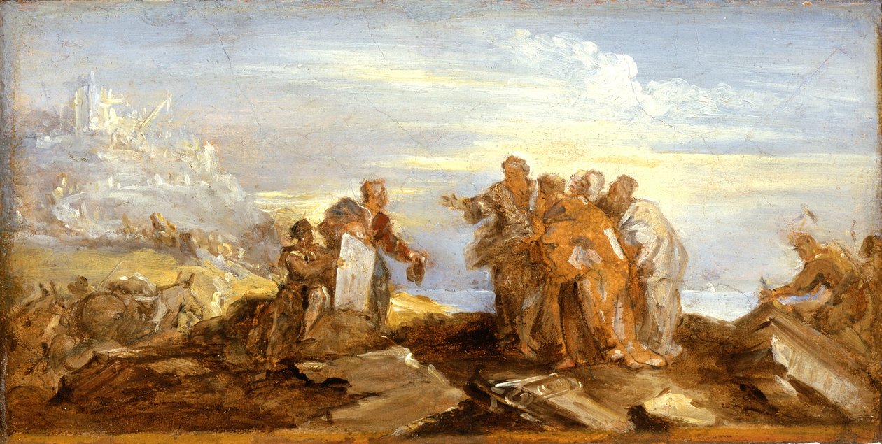 Scene fra antikkens historie, ca. 1680-90 (olje på papir på lerret) av Joseph Parrocel