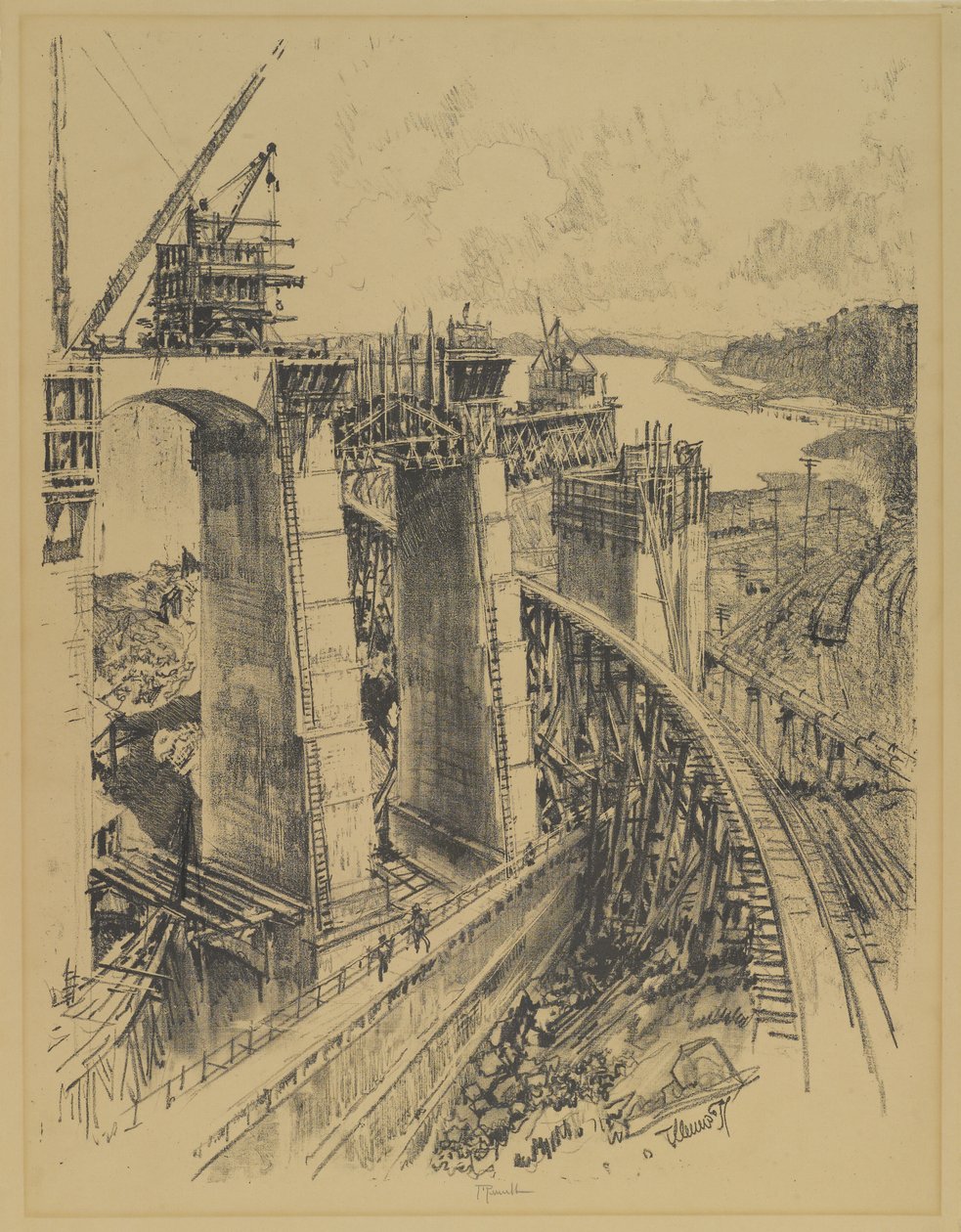 Approaches to Gatun Lock, 1912 av Joseph Pennell