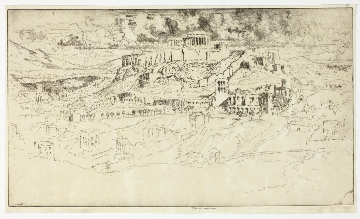 Athen fra Philopotes grav av Joseph Pennell